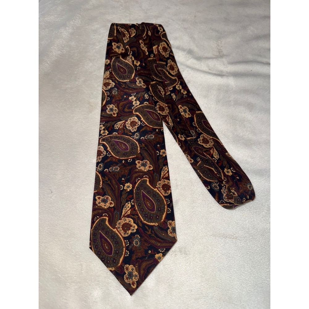 Thai Silk Paisley Neck Tie Men's Brown Burgundy Classic Formal Wedding